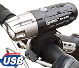 Night Provision™ ULTRA BRIGHT BX-550 USB Rechargeable LED Bike Headlight INTENSE WHITE 550 Lumens - Easy-Click Mount - Battery Capacity Check - Water Proof IPX65
