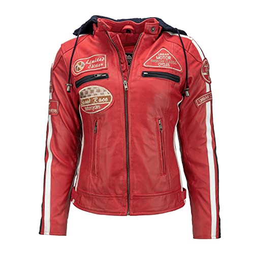 Urban Leather Womens Leather Motorcycle Jacket 58 LADIES | Lambskin Biker Jacket | CE Approved Remouvable Armour for Back, Shoulders and Elbows