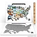 Scratch Off USA Map - United States Travel Road Trip Tracker Frameable Premium 28x22 Poster - Custom Illustrated States-Silver-See Many Places