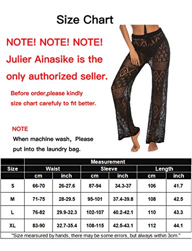 Womens Loose Straight Casual Flowy Crochet Hollow Out Cover Up Swimwear Swimsuit Bikini Pants