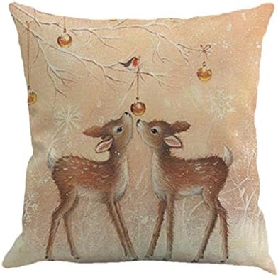 Keepfit Xmas Throw Pillow Covers, Merry Christmas Home Decor Pillow Case Holiday Season Decorations for Couch, Chair, Sofa, Assorted Designs (Reindeer)