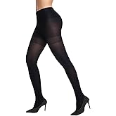 Citystl Women’s Opaque Tummy Control Tights – 80 Denier Black Tights with Butt-Lifting Effect, Solid Color Silky Texture