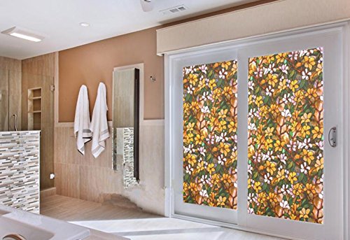Temall Non-adhesive Static Cling Window Shades Privacy Stained Glass Vinyl Window Film Panel, 17.7 Inches By 78.7 Inches (C)
