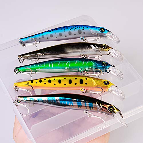 Floating Minnow Angelköder Kit Topwater Hard Bait Crankbait Swimbait mit Tackle Box für Forellen, Barsch, Zander… – Bild 7