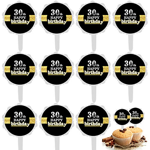 Codohi 24 Counts 30th Birthday Cupcake Toppers Gold Glitter