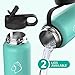 BUZIO Double Wall Stainless Steel Sports Water Bottle, BPA-Free Flex Cap and Straw Lid, 40 Ounces, Mint