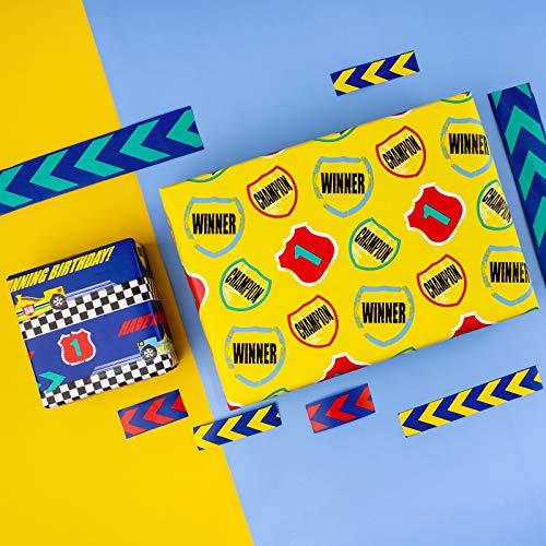 WRAPAHOLIC Birthday Wrapping Paper Roll Cool Racing Cars and