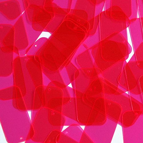 Long Sequin Rectangle 1.5 inch Magenta Pink Transparent See Thru Couture Loose Paillettes. Made in USA.