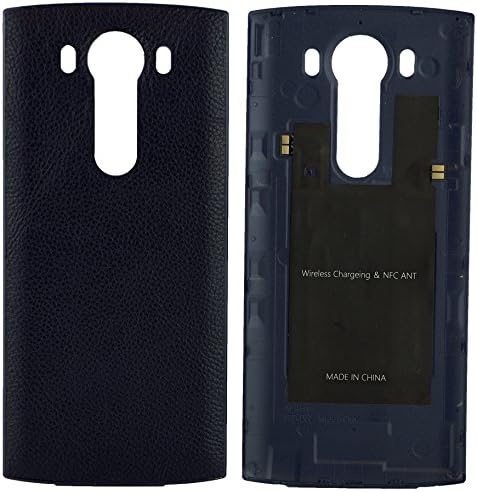 LG V10 Leather Battery Door Rear Cover Replacement with NFC & QI Charging (Blue)