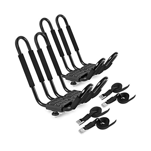 9sparts-2-Pair-Universal-J-Rack-Kayak-Canoe-Paddle-Board-SUP-Roof-Rack-Car-SUV-Carrier