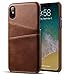 Shamo's Case for iPhone XS and X, Premium PU Leather Case Protective Card Holder ID Slot Shockproof Cover (Brown)