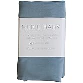 Mebie Baby Dusty Blue Stretch Swaddle Blanket, Modern and Neutral Baby Blanket for Newborns (0-3 Months), Comfy Wrap, Baby Essentials & Gifts (47" x 47")