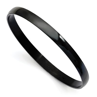 ICE CARATS Stainless Steel Black Plated Bangle Bracelet Cuff Expandable Stackable Slip On Fashion Jewelry Gifts For Women For Her