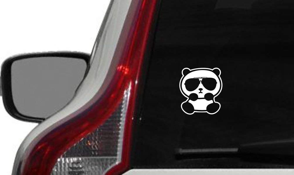 Cute Panda Wearing Sunglass Car Vinyl Sticker Decal Bumper Sticker for Auto Cars Trucks Windshield Custom Walls Windows Ipad MacBook Laptop and More (White)