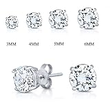 SPOIL CUPID Rhodium Plated 925 Sterling Silver AAA CZ Simulated Diamond Basket Prong Set Stud Earrings
