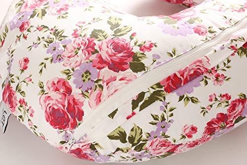 LAT Nursing Pillow and Positioner,Best for Mom Breastfeeding Pillow,100% Cotton Soft Fits Snug On Infant,Aseptic Vacuum Packaging(Flower)