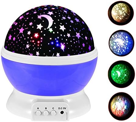 Cosmos Star Projector Starry Star Moon Sky Night Projector Sun and Star LED Night Light Romantic 360 Degree Rotating Galaxy Night Lamp for Baby Kids Lover Friends Bedroom(Purple)