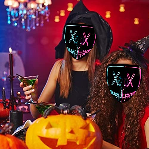 Koogel Halloween LED Mask, Light up Mask Cosplay LED Rave Face Mask for Men Women Kids , Halloween Festival Party
