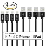 Lightning Cable, KOOWIEN 4Pack 3ft 8Pin USB Syncing and Charging Cord for iPhone 7/7 Plus, 6s plus/6s/6 plus/6, se/5s/5c/5, iPad Air/Pro/Mini, iPod nano/touch - Black