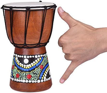 Hand Painted Djembe Drum Wooden goatskin Professional Materials Classic Painting West African Bongo Drum for Children Kid Toys (7.87 inch4inch)