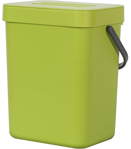 Globe Organics Countertop Compost Bin - 2 Gallon HDPE, With Secure Lid & Handles, Fits Compost Bags