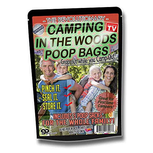 Camping in The Woods Poop Bags 5 Pack Funny Camping Gags for Outdoorsmen Gags for Teens Silly Stocking Stuffers for Dads Funny Poop Gags Glamping Camping Beginners Biohazard Bags for Home