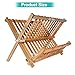 Bamboo Dish Rack, ANKO 100% Natural Bamboo 2-Tier Collapsible Dish Drying Rack Kitchen Utensil Holder, Wooden Dish Drainer. (NATURAL-1 PACK)
