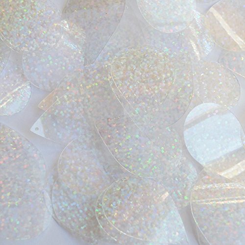 Crystal Glitter Hologram Sequin Teardrop 1.5 inch Reflective Metallic Couture Loose Paillettes. Made in USA.
