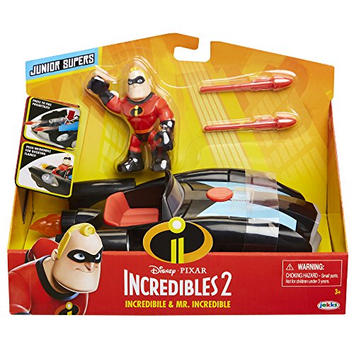 The Incredibles 2 Incredibile Car & Mr. Incredible Action Figure 2-Piece Set, Black Car and Red Mr. Incredible Figure, Medium