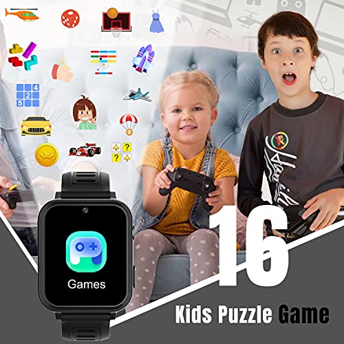 Smart Watch for Kids - Kids Smart Watch Boys with 16 Games | Camera | Music | Alarm | Pedometer | Calculator | Torch | Photos & Video | Calendar | Recorder for 4-12 Years Kids Birthday Gifts (Black)