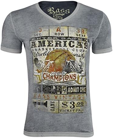 Rass Collection Graphic Print V-Neck - Men's T-shirts MJC5042-BLK-S