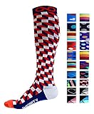 Compression Socks (1 pair) for Men & Women by INFINITY - BEST for Running, Nurses, Shin Splints, Flight Travel, Maternity Pregnancy - Boost Athletic Stamina & Recovery (Nautical Steps, L/XL)