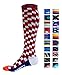 Compression Socks (1 pair) for Men & Women by INFINITY - BEST for Running, Nurses, Shin Splints, Flight Travel, & Maternity Pregnancy - Boost Athletic Stamina & Recovery (Nautical Steps, L/XL)