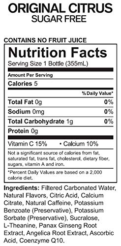 UPTIME Original Citrus Zero Sugar Natural Caffeine, Sparkling, Natural Flavors 12 oz Bottles (24 Pack) - Thumbnail 3