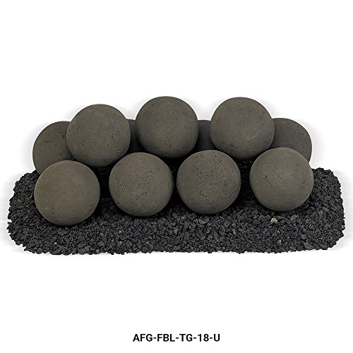 American Fireglass Uniform Ceramic Lite Stone Fire Pit Balls (AFG-FBL-TG-18-U), Set of 11, Thunder Gray
