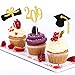 CHENGU Graduation Cupcake Toppers, 2019 Cap Graduation Picks for Mini Cake, Graduate Food and Appetizer Decoration (Gold and Black Style, 72 Pieces)