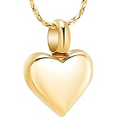 Imrsanl Small Heart Urn Necklace for Ashes Cremation Jewelry for Women Stainless Steel Pendant Memorial Ash Holder Loved Ones Keepsake