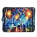 Laptop Sleeve, iCasso 13-13.3 Inch Stylish Flower Pattern Canvas Stitching Leather Briefcase Cover Case Bag for MacBook Air/Pro/Ultrabook/Notebook/iPad Pro (Rainning Street(AT54378E))