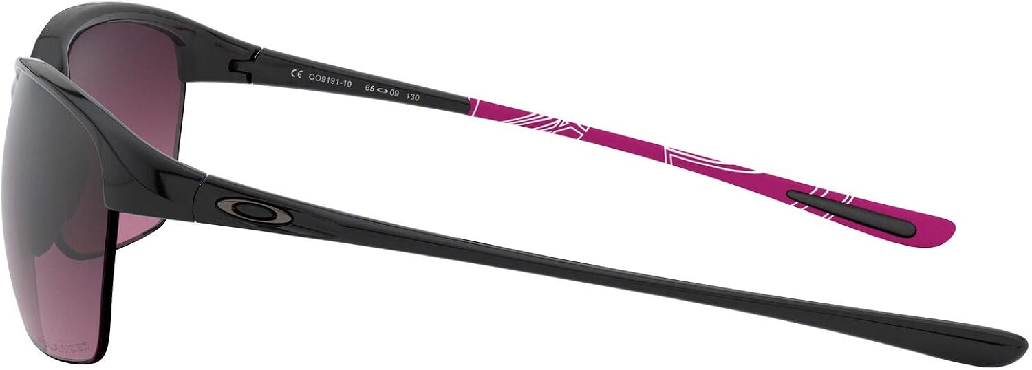 Oakley Women's OO9191 Unstoppable Rectangular Sunglasses, Polished Black/Rose Gradient Polarized, 65 mm: Shoes