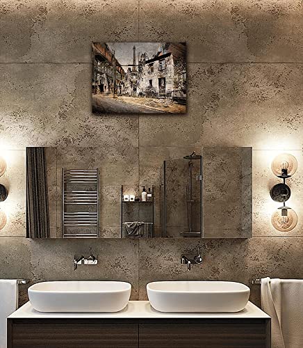 guiguziyishu Canvas Wall Art RetroParis Eiffel Tower Canvas Art Romantic City Paintings Prints On Canvas Paris Decor for Bedroom Living Room Bathroom Kitchen Home Decor Ready to Hang