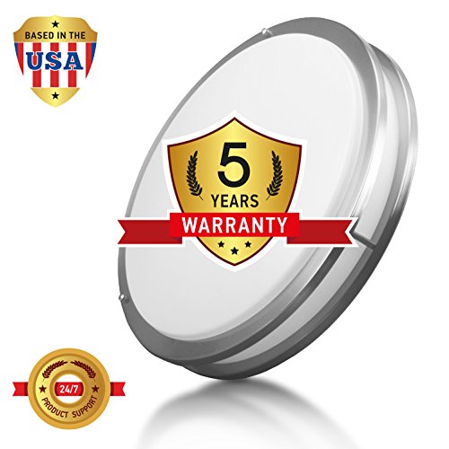 OSTWIN 12-inch Small size LED Ceiling Light Fixture Flush Mount, Dimmable, Round 15 Watt (75W Repl) 5000K Daylight, 1050 Lm, Nickel Finish with Acrylic shade (4 Pack) UL and ENERGY STAR listed