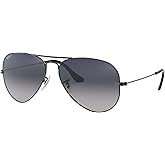 Ray-Ban Unisex RB3025 Classic Polarized Aviator Sunglasses, Gunmetal/Polarized Blue Gradient Grey, 62 mm