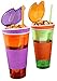 2 Pack Snackeez - Plastic 2 in 1 Snack & Drink Cup - 1 Green and Orange & 1 Orange and Purple