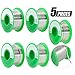 Swpeet 5Pcs 0.6mm 0.8mm 1.0mm 1.2mm 1.5mm Solder Wire Rosin Core Set for Most Electrical Soldering, Electronic, Connector, Sn 99% Ag 0.3% Cu 0.7%