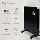 Devola 1000W Wifi Enabled Glass Panel Heater Black DVPW1000B | Wall or Free view 2