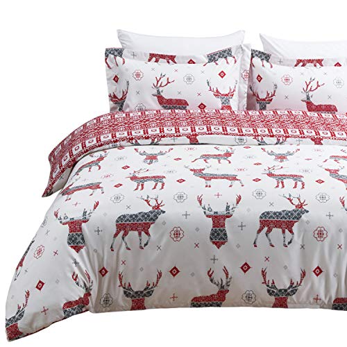 image for Bedsure Christmas Duvet Cover Set, Full/Queen (90×90 inches) - Revers