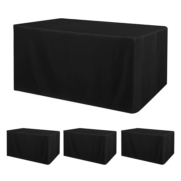OBSTAL 4 PACK BLACK TABLECLOTH FITTED TABLE CLOTHES...