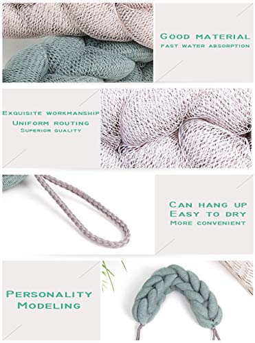 AARainbow 4 Packs Long Stretch Back Sponge with Rope Handles Back Scrubber Bath Shower Mesh Sponge Exfoliating Body Scrub Stretch Braided Loofah for Men and Women(2 Gray+2 Green) - Thumbnail 5