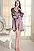 Awaye Satin Nightgown with Robe Solid Lace Silk Like 3/4 Sleeve Night Gown Two Piece Suit Short Slip Sleepwear Purple L