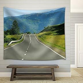 Nature Landscape with a Highway - Fabric Wall Tapestry Home Decor - 51x60 inches
